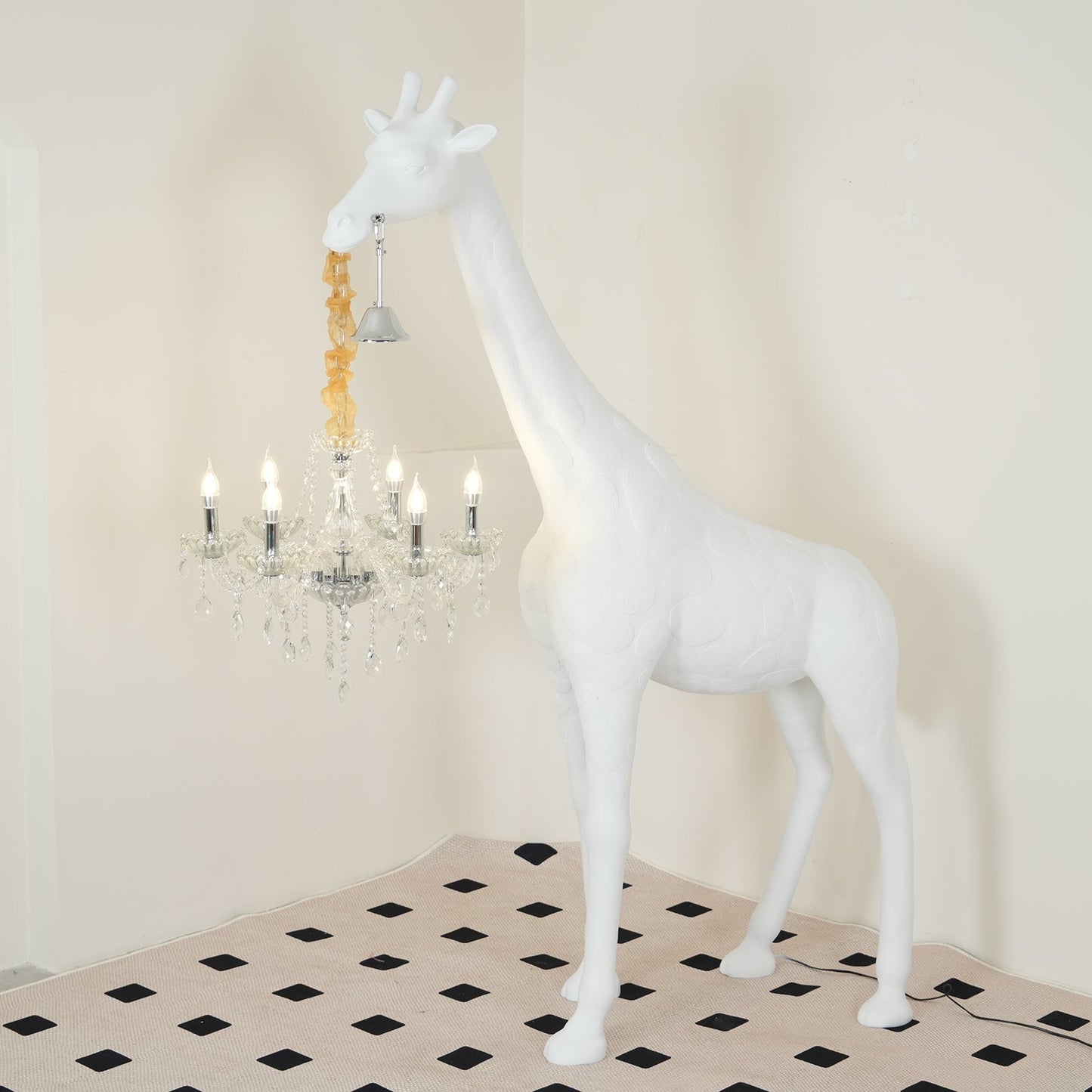 Giraffe Sculpture Floor Lamp with Crystal Chandelier Light
