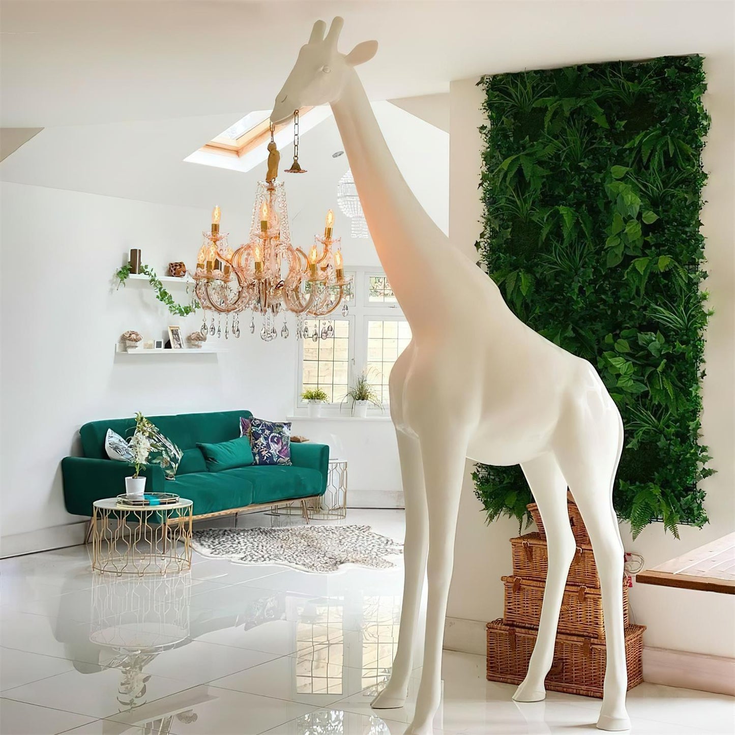 Giraffe Sculpture Floor Lamp with Crystal Chandelier Light