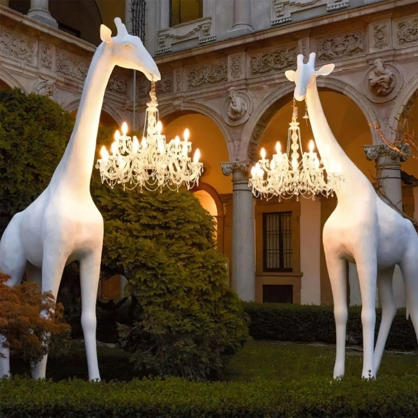Giraffe Sculpture Floor Lamp with Crystal Chandelier Light
