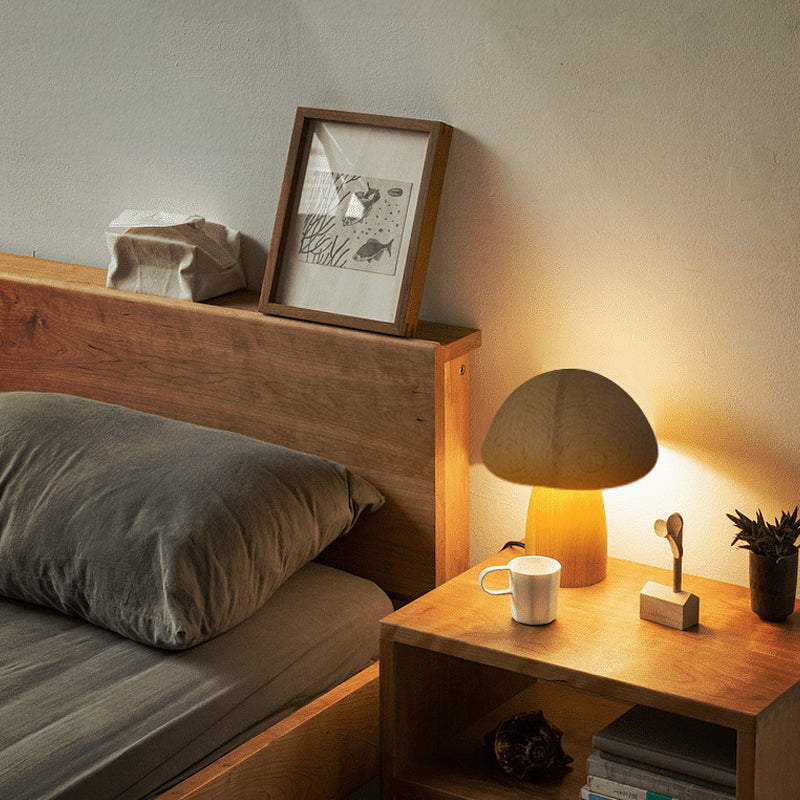 EcoGlow Rechargeable Wooden Mushroom Table Lamp