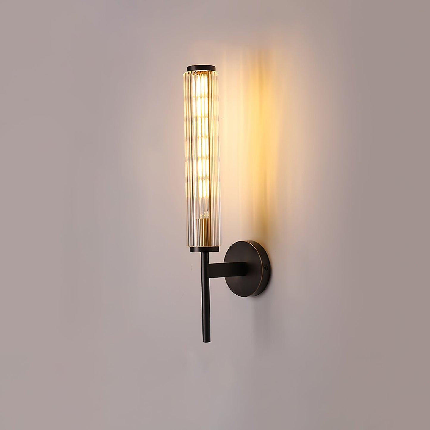 Glass Linear Brass Wall Light with Integrated LED Indoor