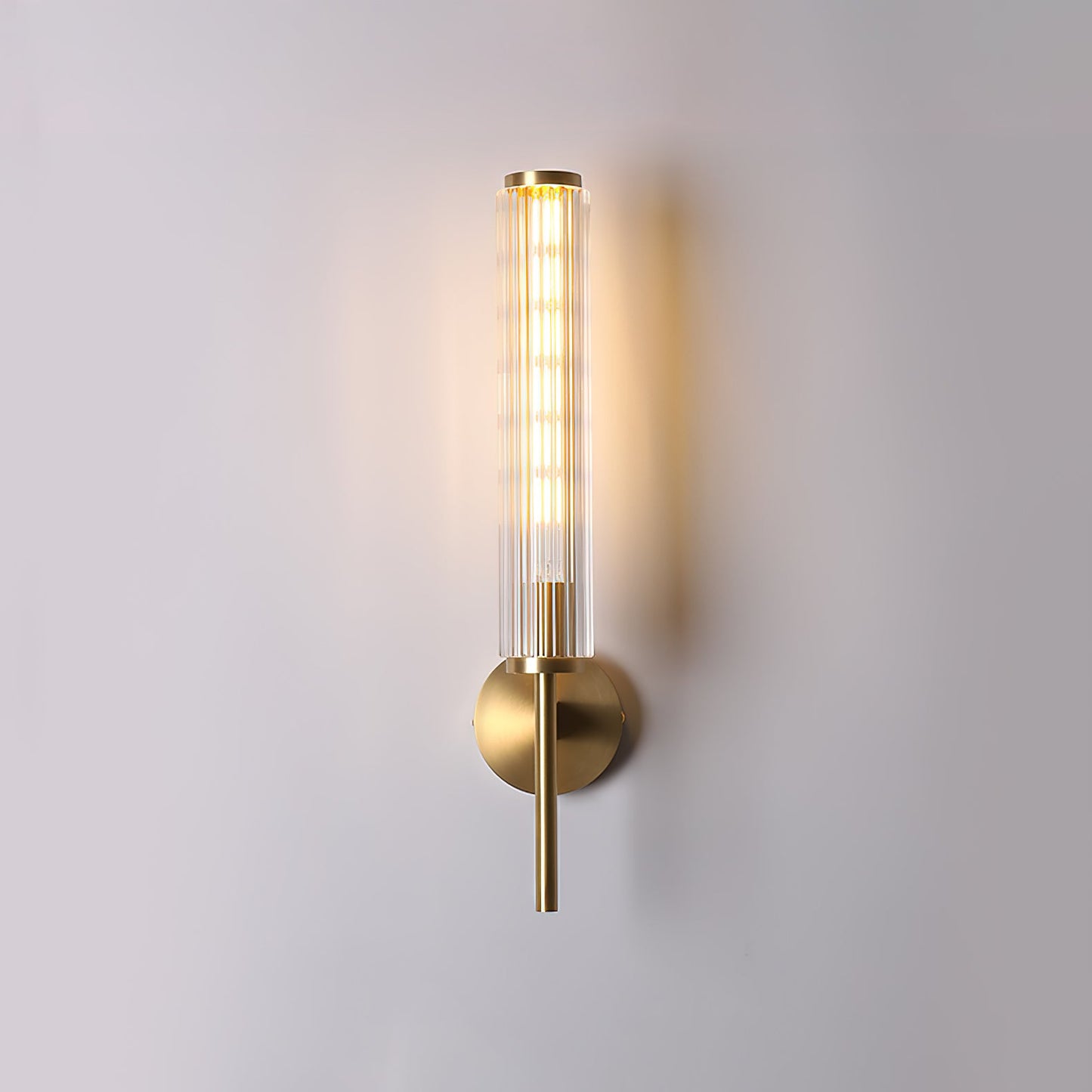 Glass Linear Brass Wall Light with Integrated LED Indoor