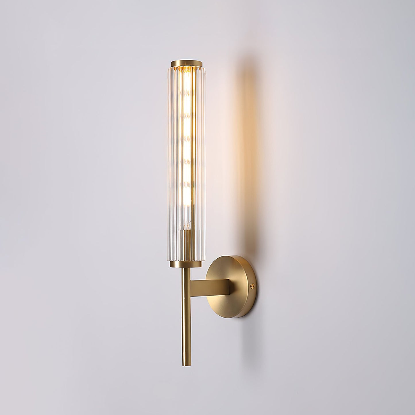 Glass Linear Brass Wall Light with Integrated LED Indoor