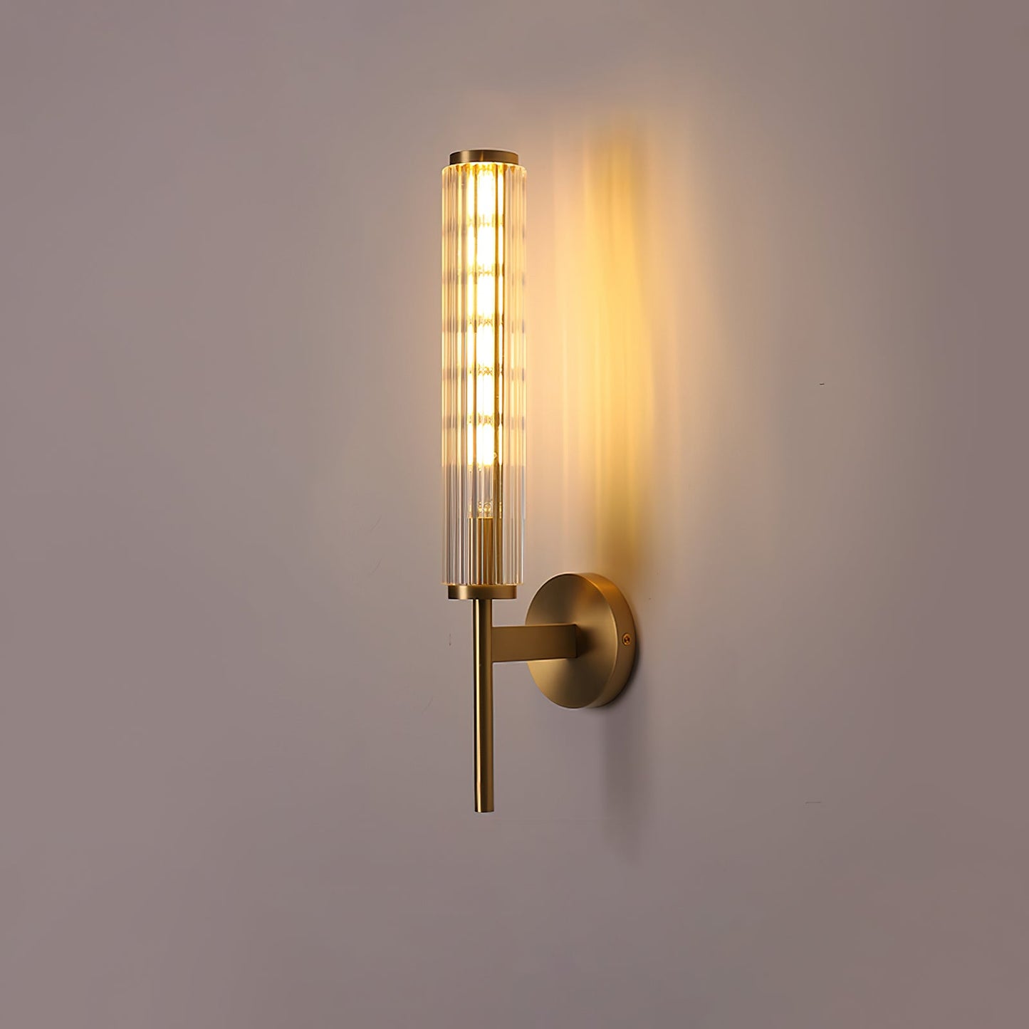 Glass Linear Brass Wall Light with Integrated LED Indoor