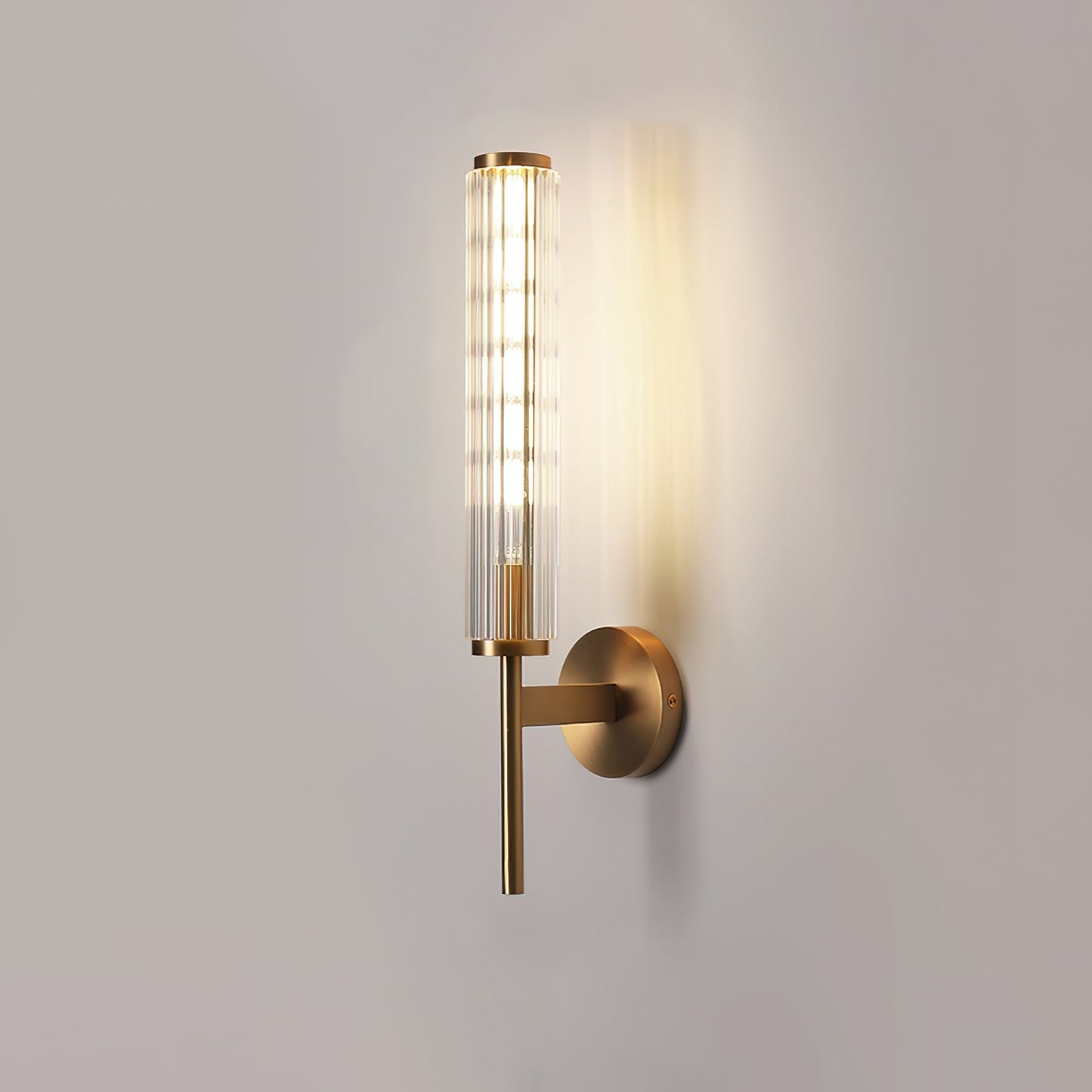 Glass Linear Brass Wall Light with Integrated LED Indoor