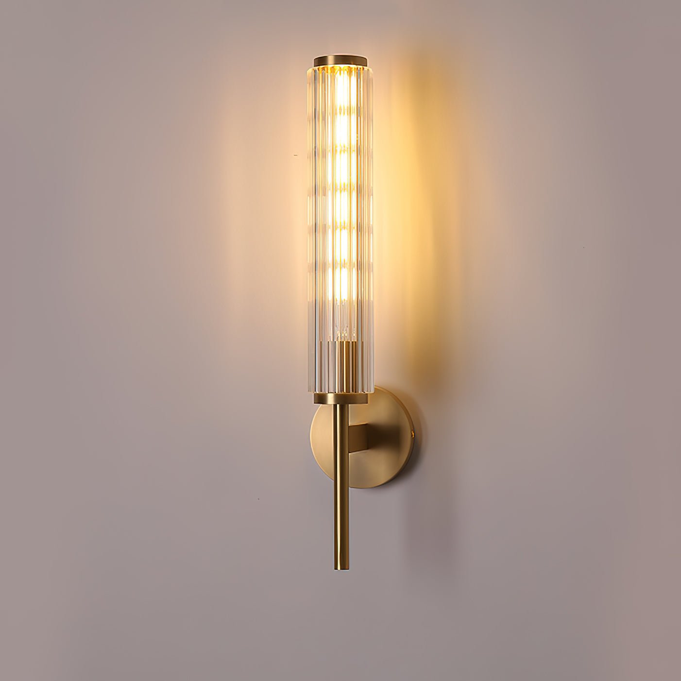 Glass Linear Brass Wall Light with Integrated LED Indoor