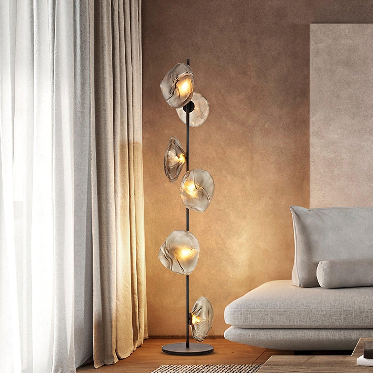Glass Mesh Petals Floor Lamp with LED Shades - Stylish Design