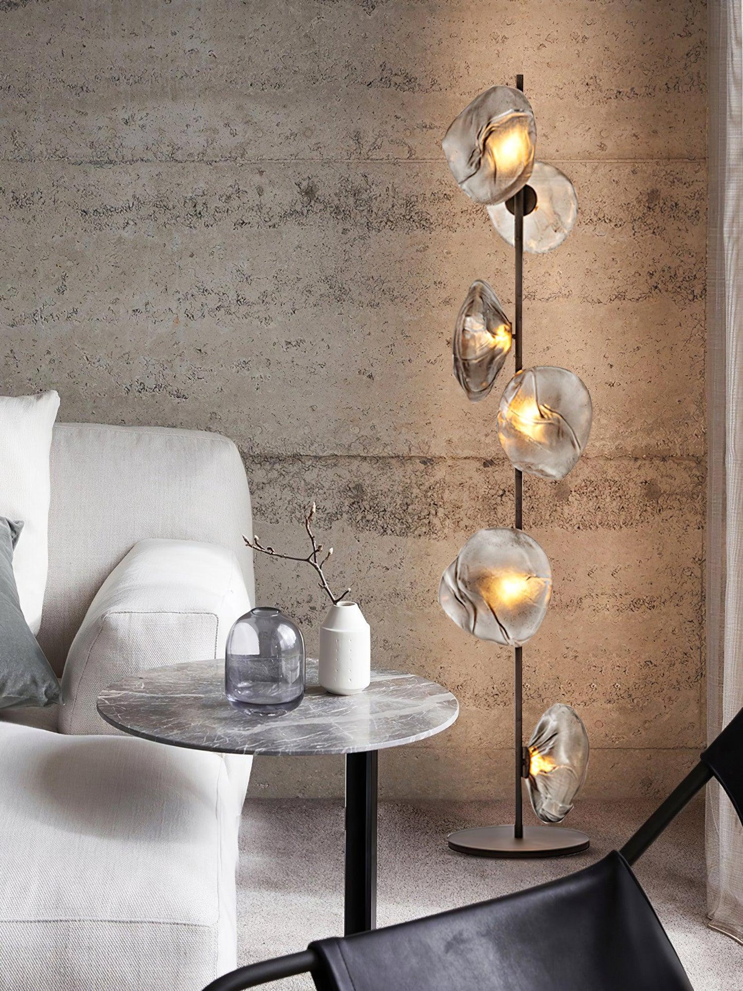 Glass Mesh Petals Floor Lamp with LED Shades - Stylish Design