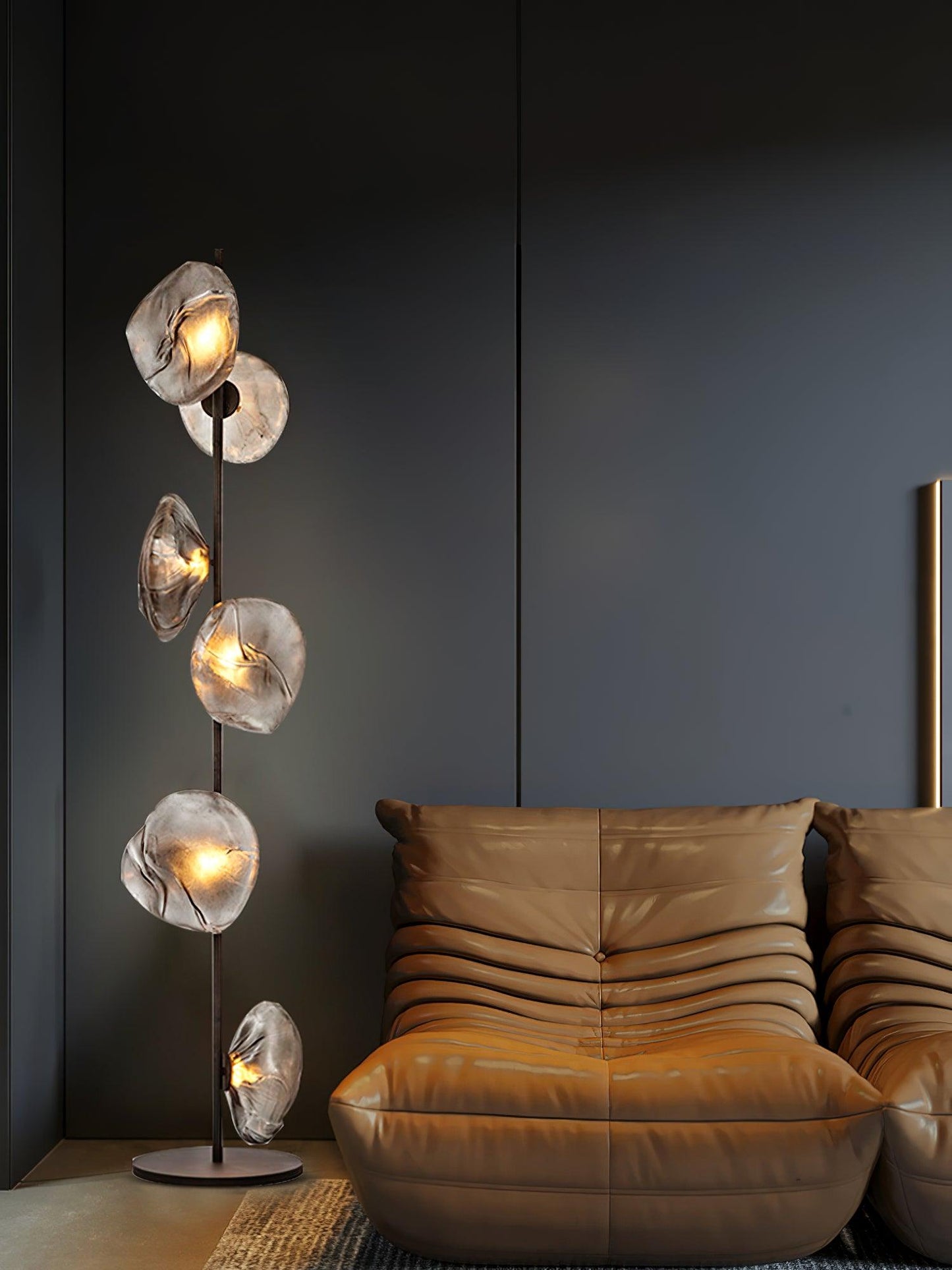 Glass Mesh Petals Floor Lamp with LED Shades - Stylish Design