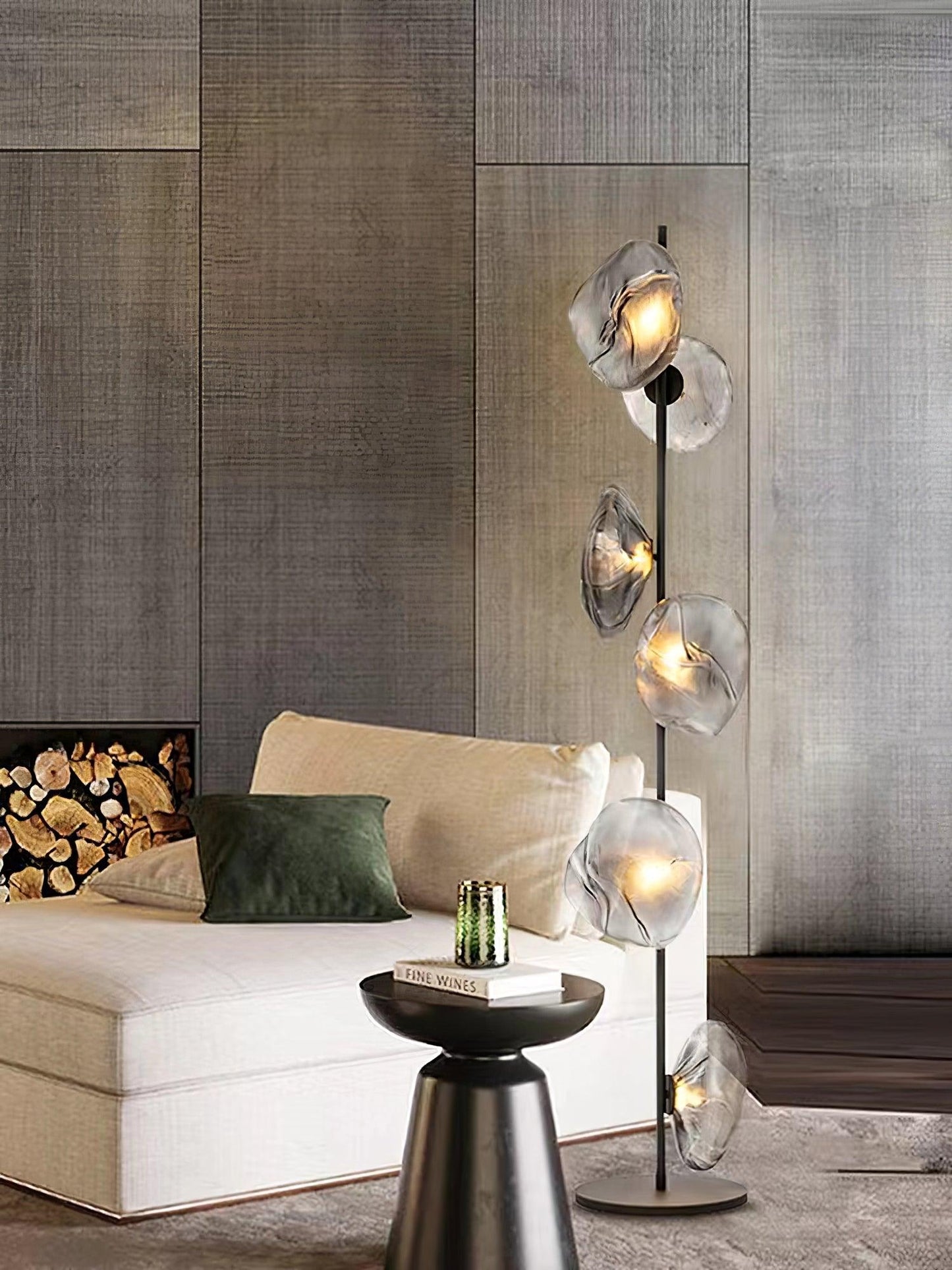 Glass Mesh Petals Floor Lamp with LED Shades - Stylish Design