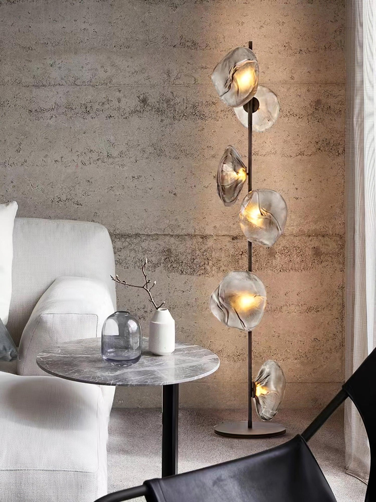 Glass Mesh Petals Floor Lamp with LED Shades - Stylish Design