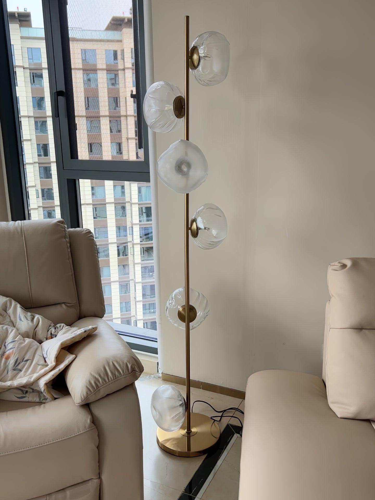 Glass Mesh Petals Floor Lamp with LED Shades - Stylish Design