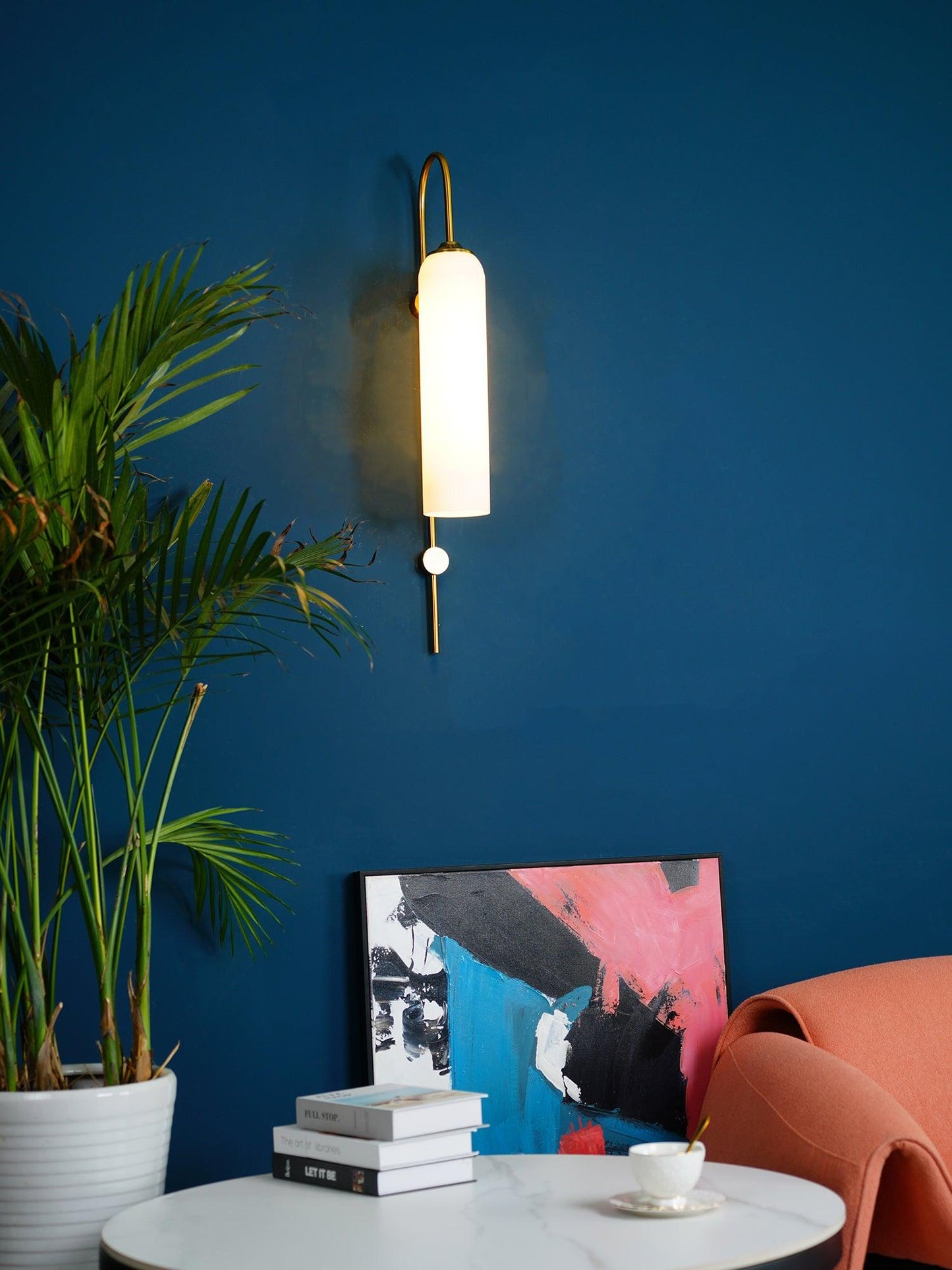 Modern Glass Wall Lamp Sconce - LED, Black & Gold Finish