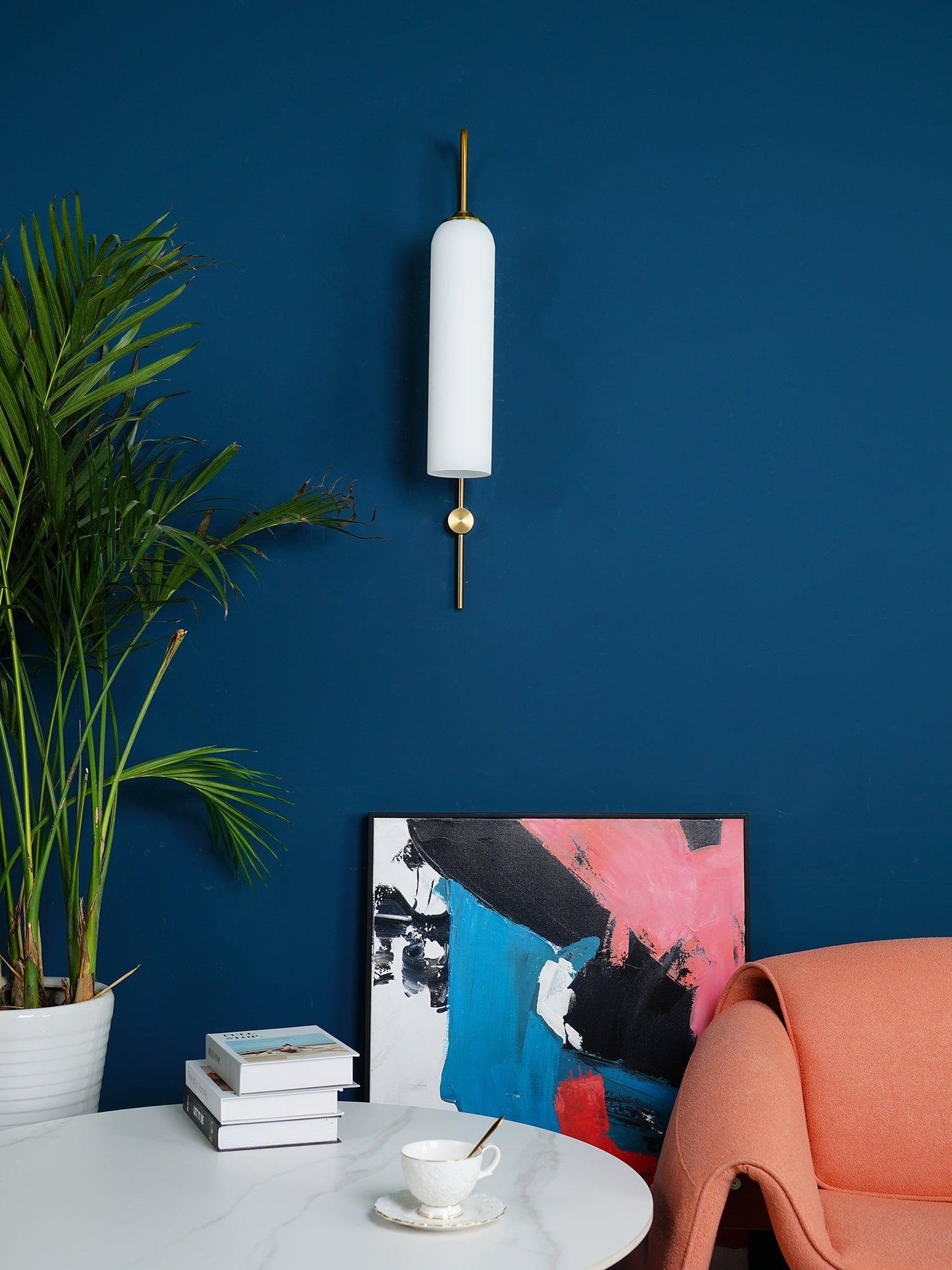 Modern Glass Wall Lamp Sconce - LED, Black & Gold Finish