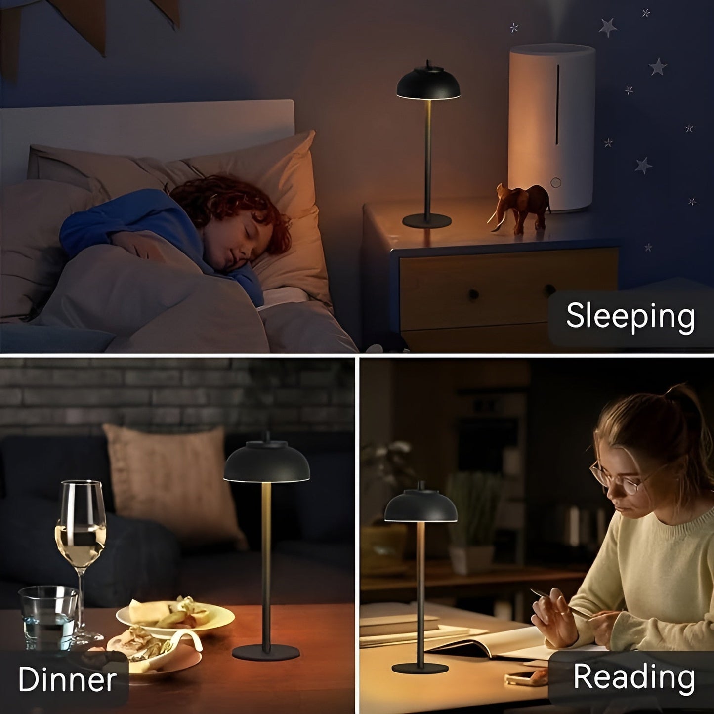 Rechargeable LED Table Lamp - Dimmable with 3 Light Modes and USB