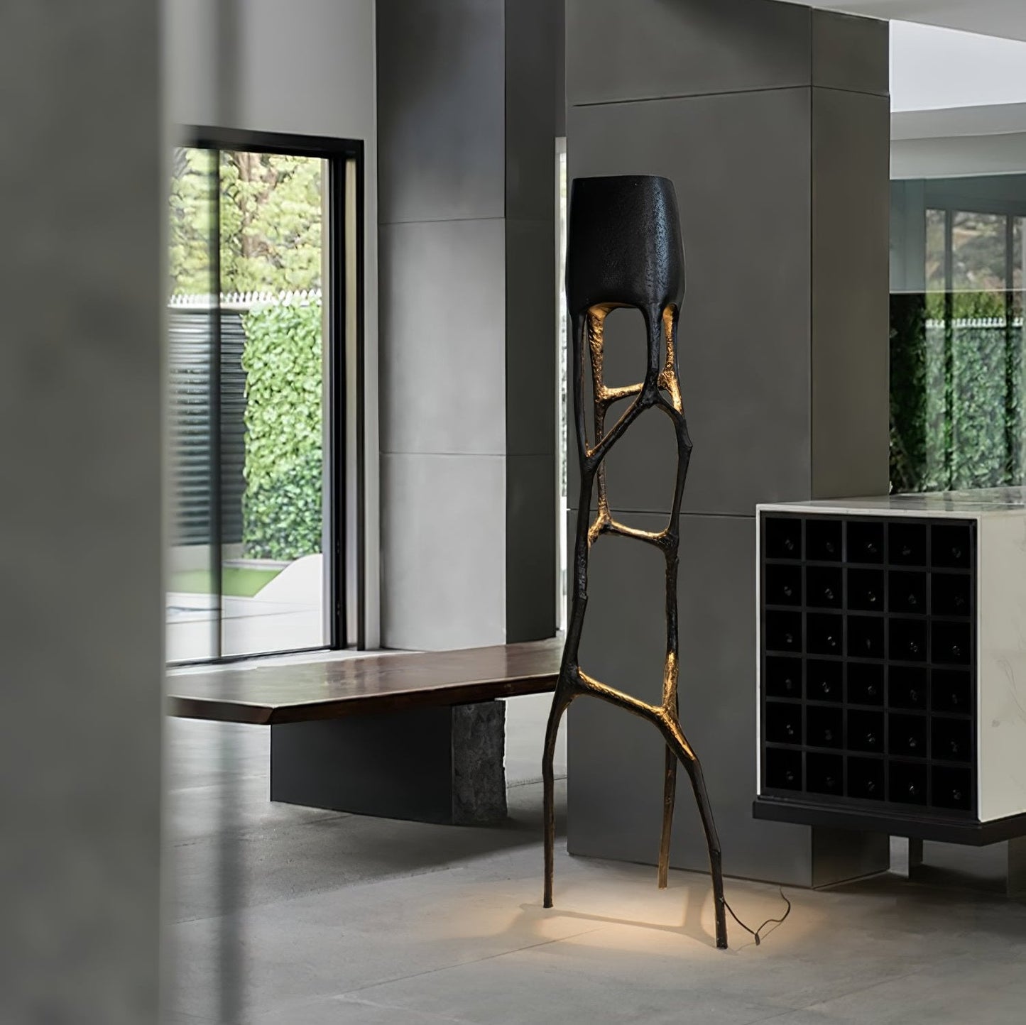 Gothic Sculpture Floor Lamp with LED Light - Black Design