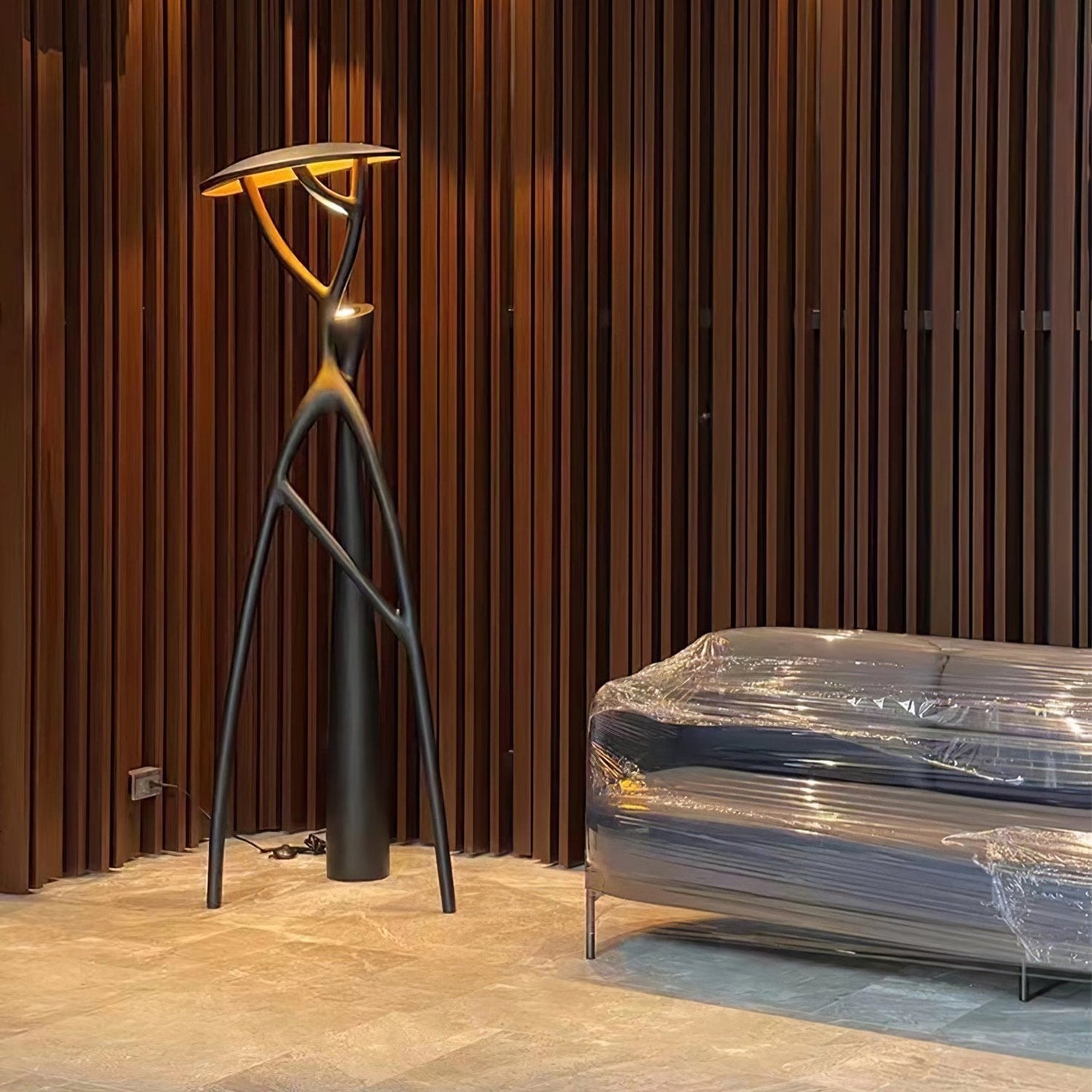 Gothic Tree Sculpture Floor Lamp with Integrated LED Lighting