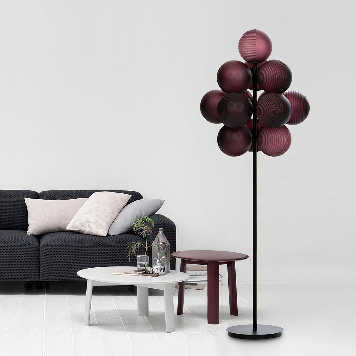 Grape Floor Lamp - Black Metal and Glass Indoor Lighting