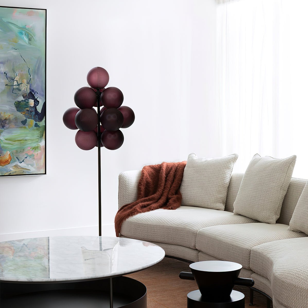 Grape Floor Lamp - Black Metal and Glass Indoor Lighting