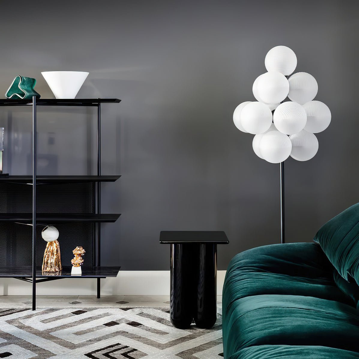 Grape Floor Lamp - Black Metal and Glass Indoor Lighting