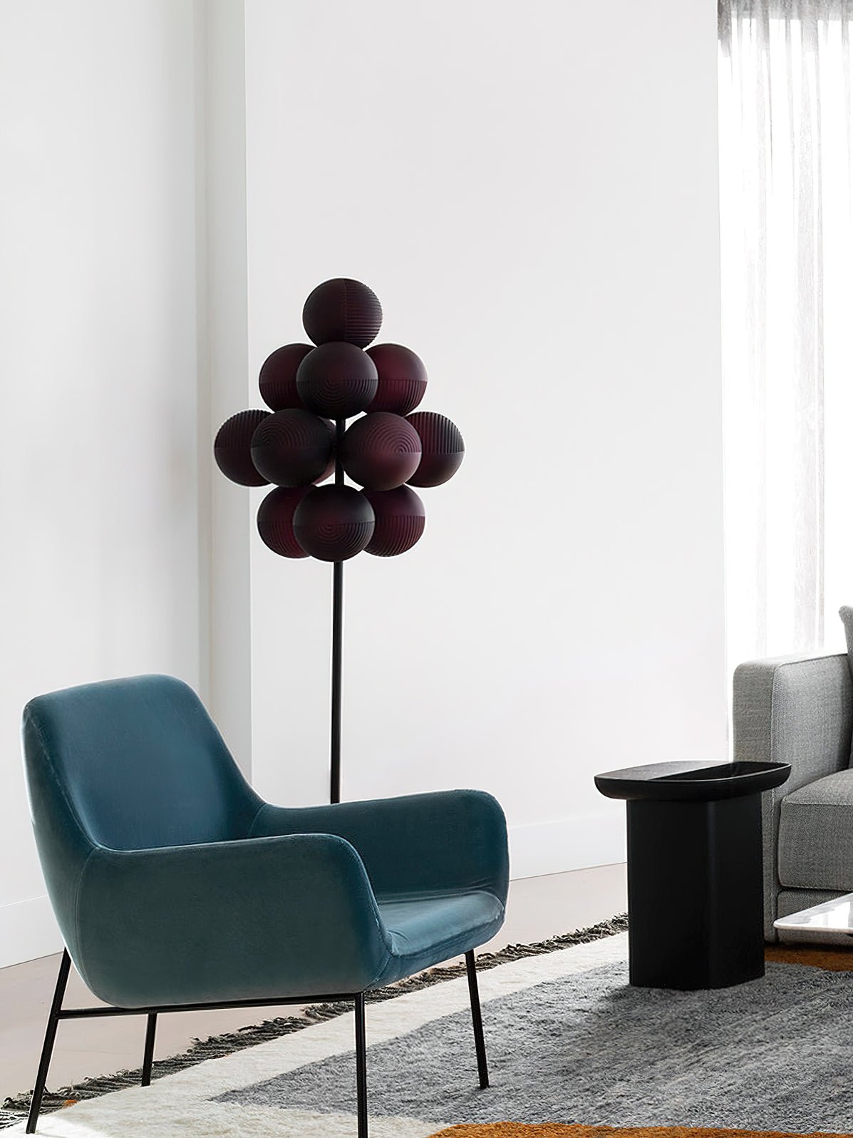 Grape Floor Lamp - Black Metal and Glass Indoor Lighting