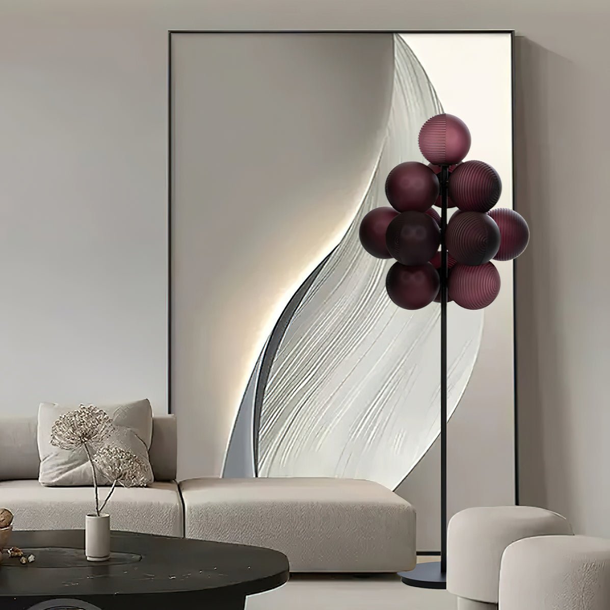 Grape Floor Lamp - Black Metal and Glass Indoor Lighting