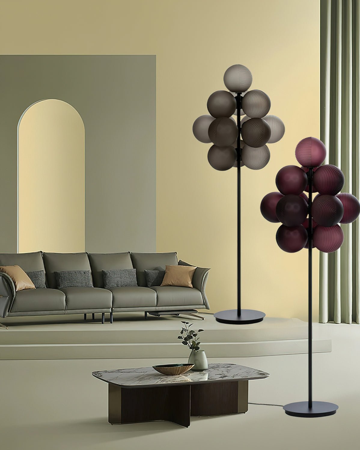 Grape Floor Lamp - Black Metal and Glass Indoor Lighting