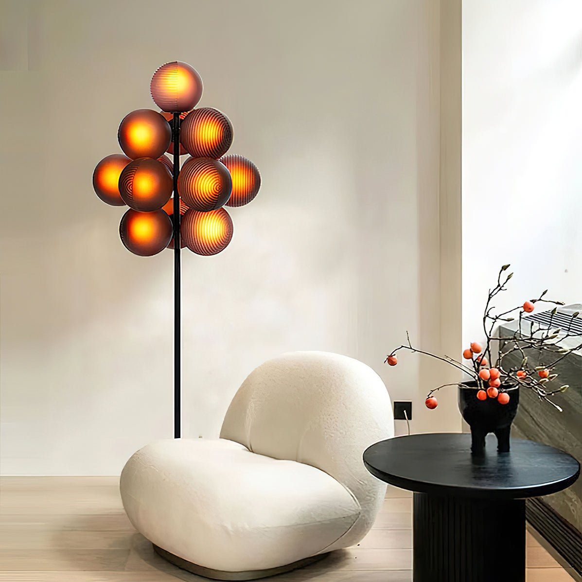 Grape Floor Lamp - Black Metal and Glass Indoor Lighting