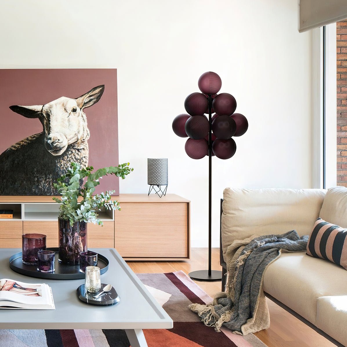 Grape Floor Lamp - Black Metal and Glass Indoor Lighting