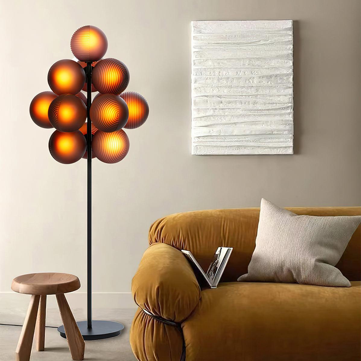 Grape Floor Lamp - Black Metal and Glass Indoor Lighting