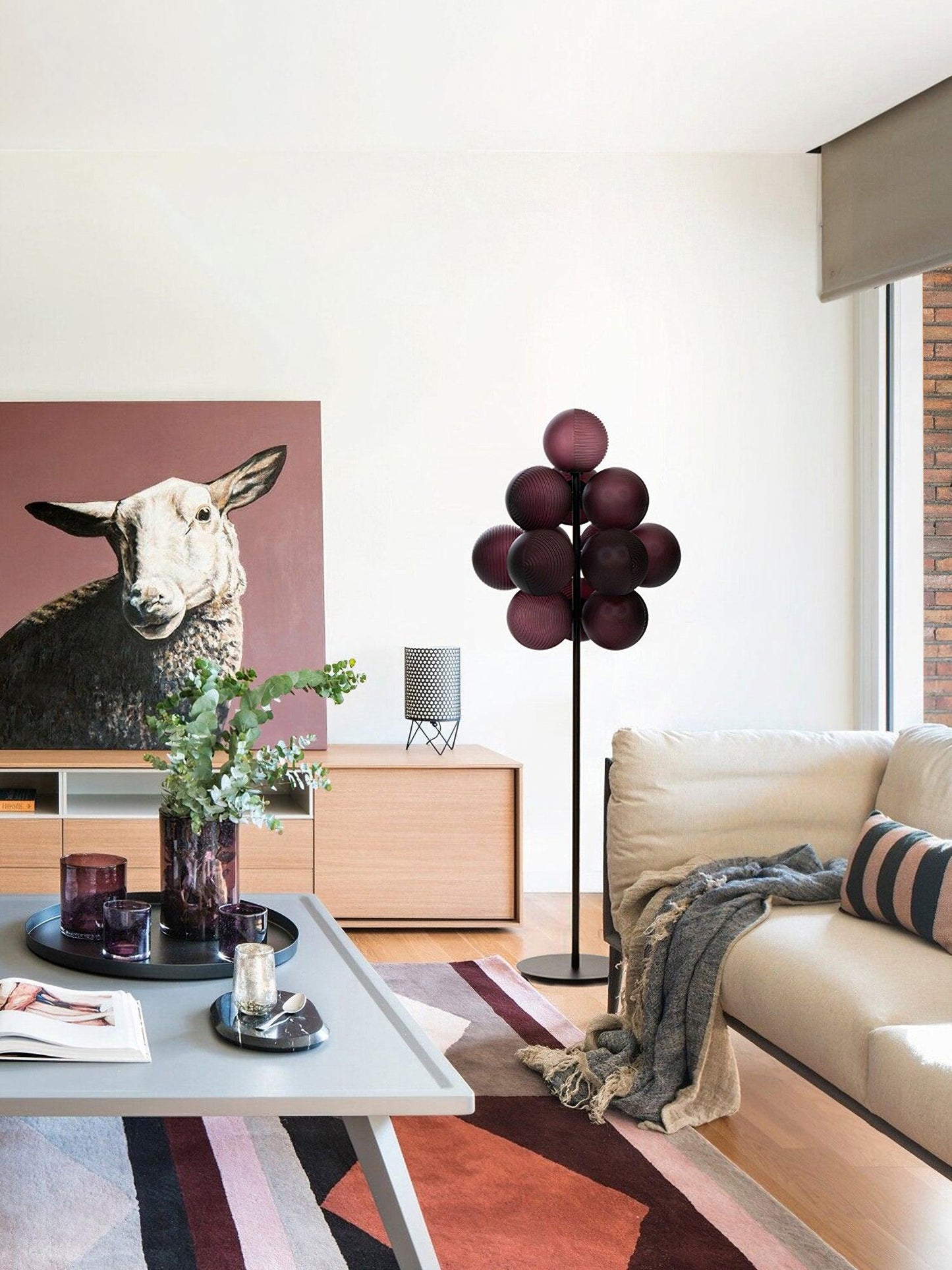 Grape Floor Lamp - Black Metal and Glass Indoor Lighting