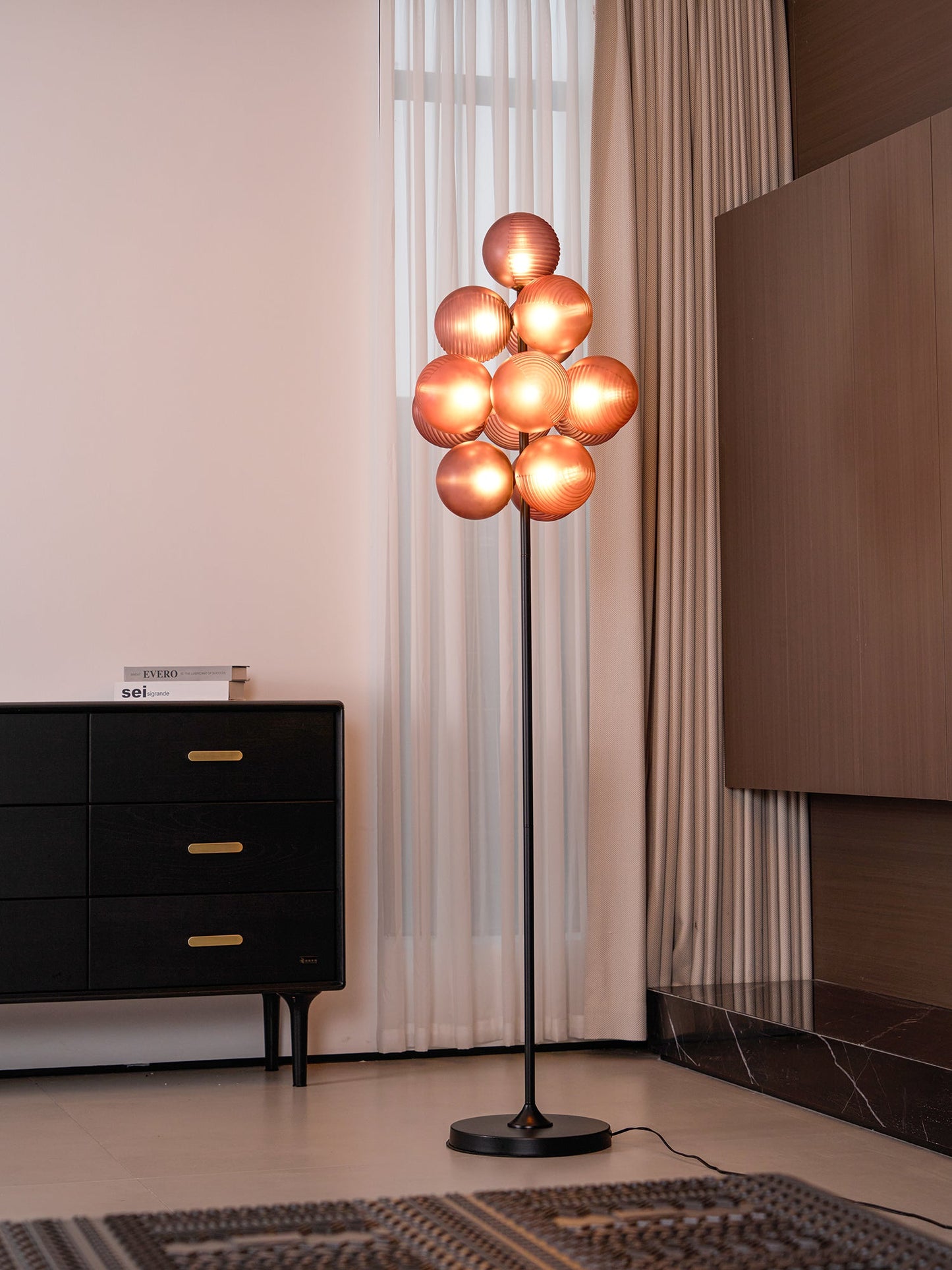 Grape Floor Lamp - Black Metal and Glass Indoor Lighting