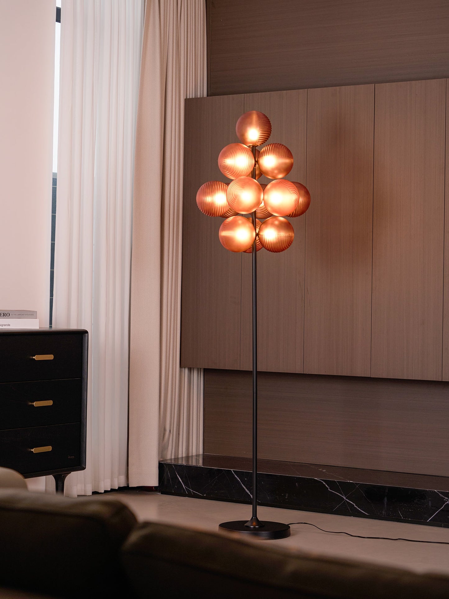 Grape Floor Lamp - Black Metal and Glass Indoor Lighting