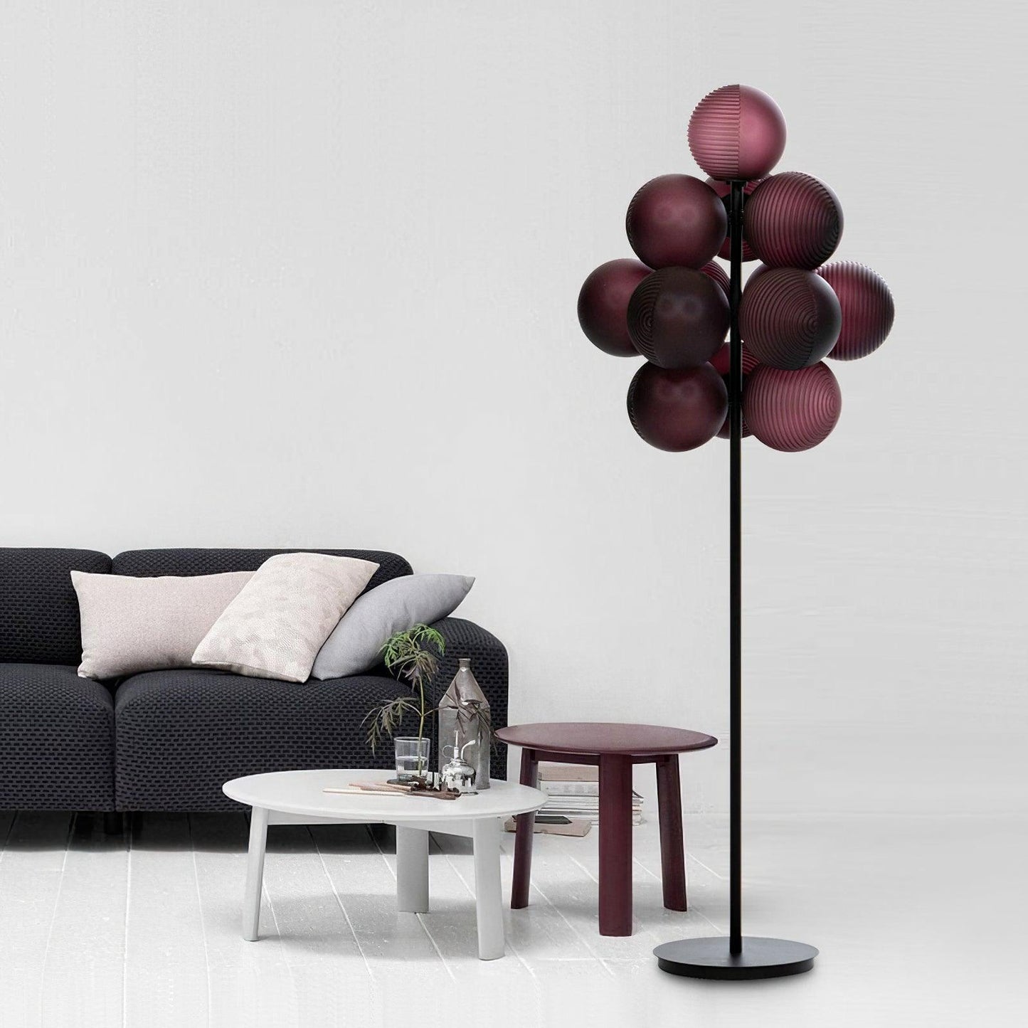 Grape Floor Lamp - Black Metal and Glass Indoor Lighting