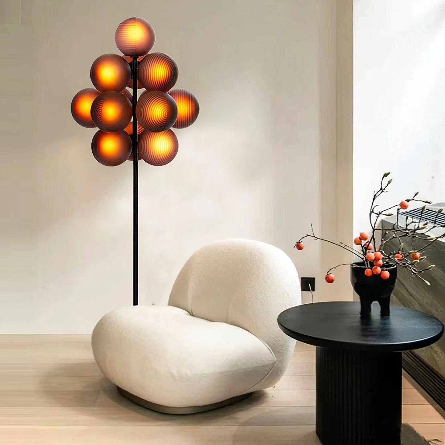 Grape Floor Lamp - Black Metal and Glass Indoor Lighting