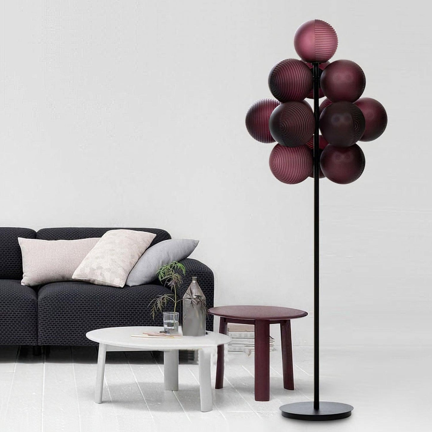Grape Floor Lamp - Black Metal and Glass Indoor Lighting