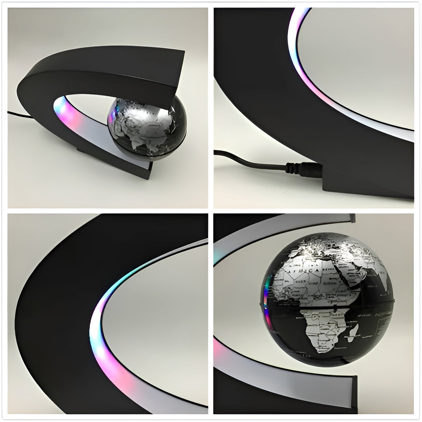 Floating Globe with LED Lighting and Educational Touch