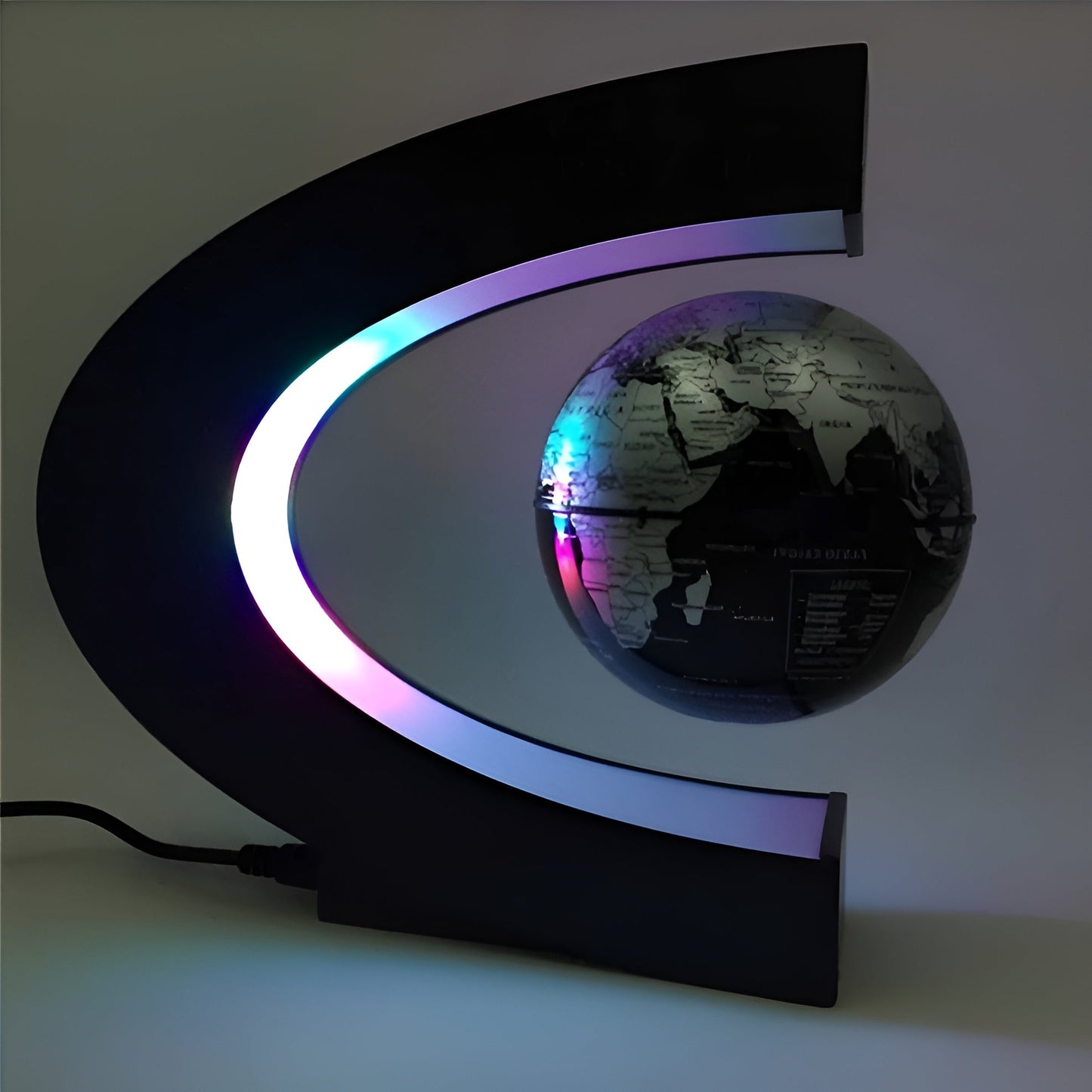 Floating Globe with LED Lighting and Educational Touch