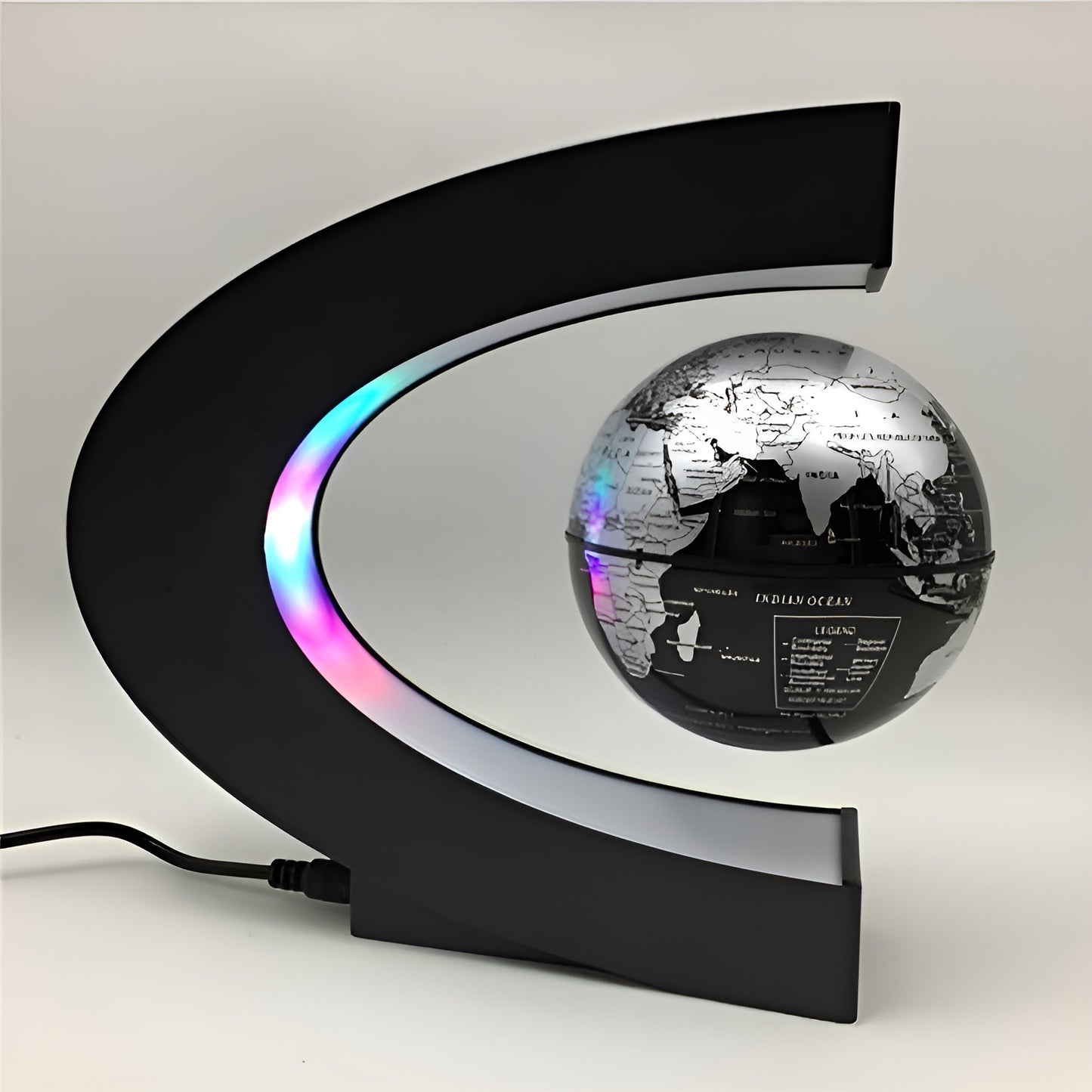 Floating Globe with LED Lighting and Educational Touch