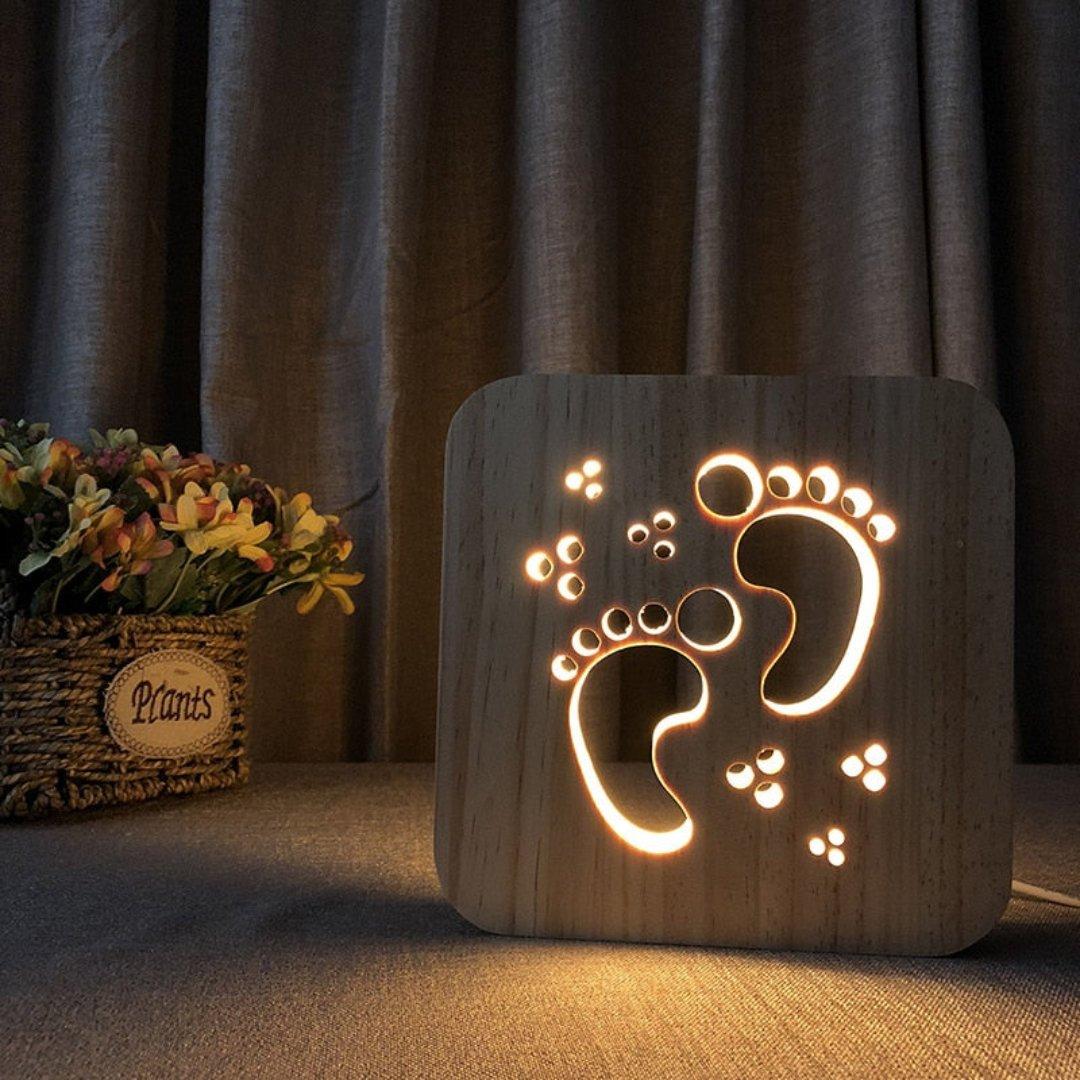 Light - Cute 3D LED Wooden Lamp with USB Operation