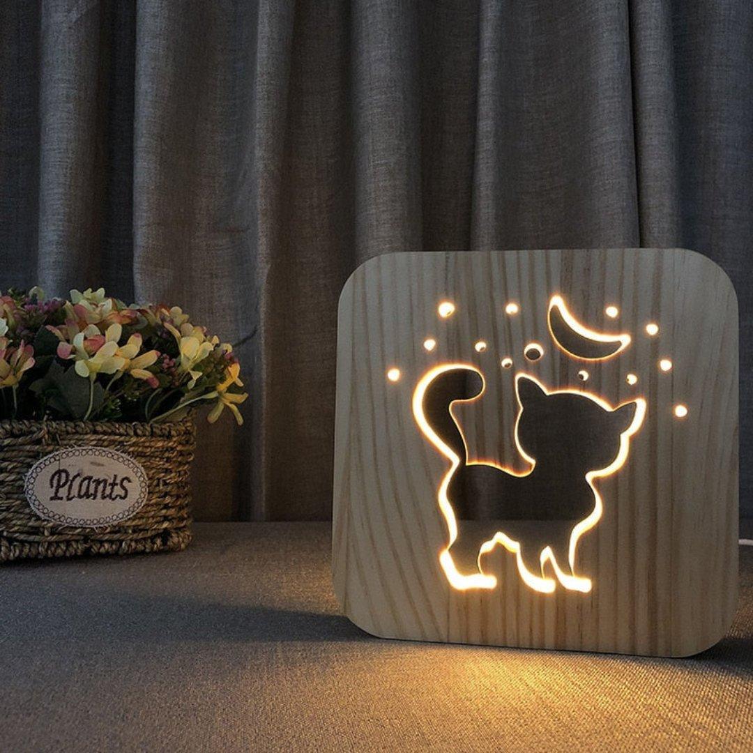 Light - Cute 3D LED Wooden Lamp with USB Operation