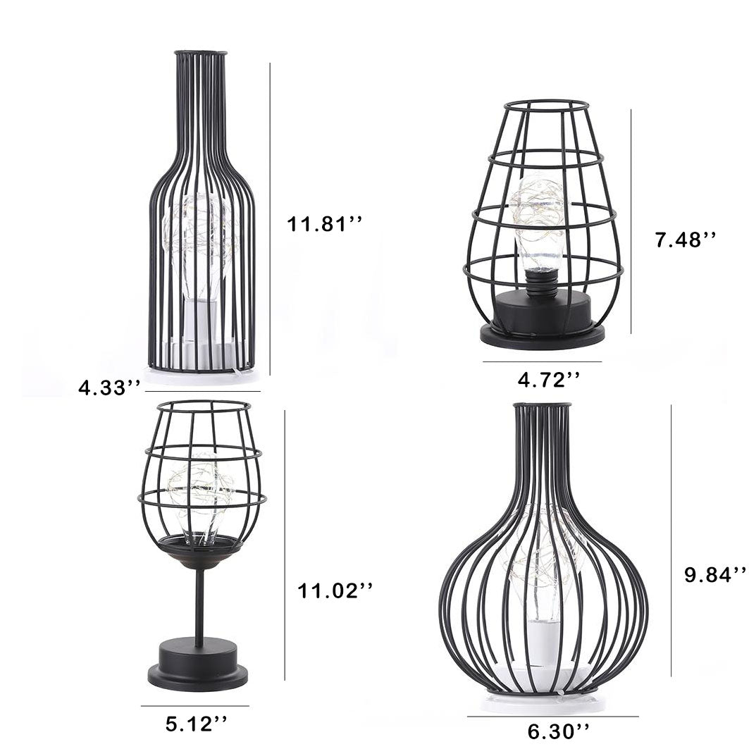 Retro Iron Wine Bottle Night Light Table Lamp LED Decor