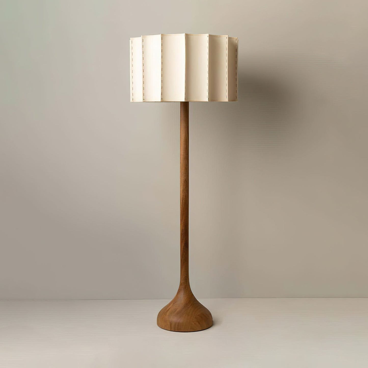 Hakka Floor Lamp LED Oak Base Indoor Lighting Beige Shade