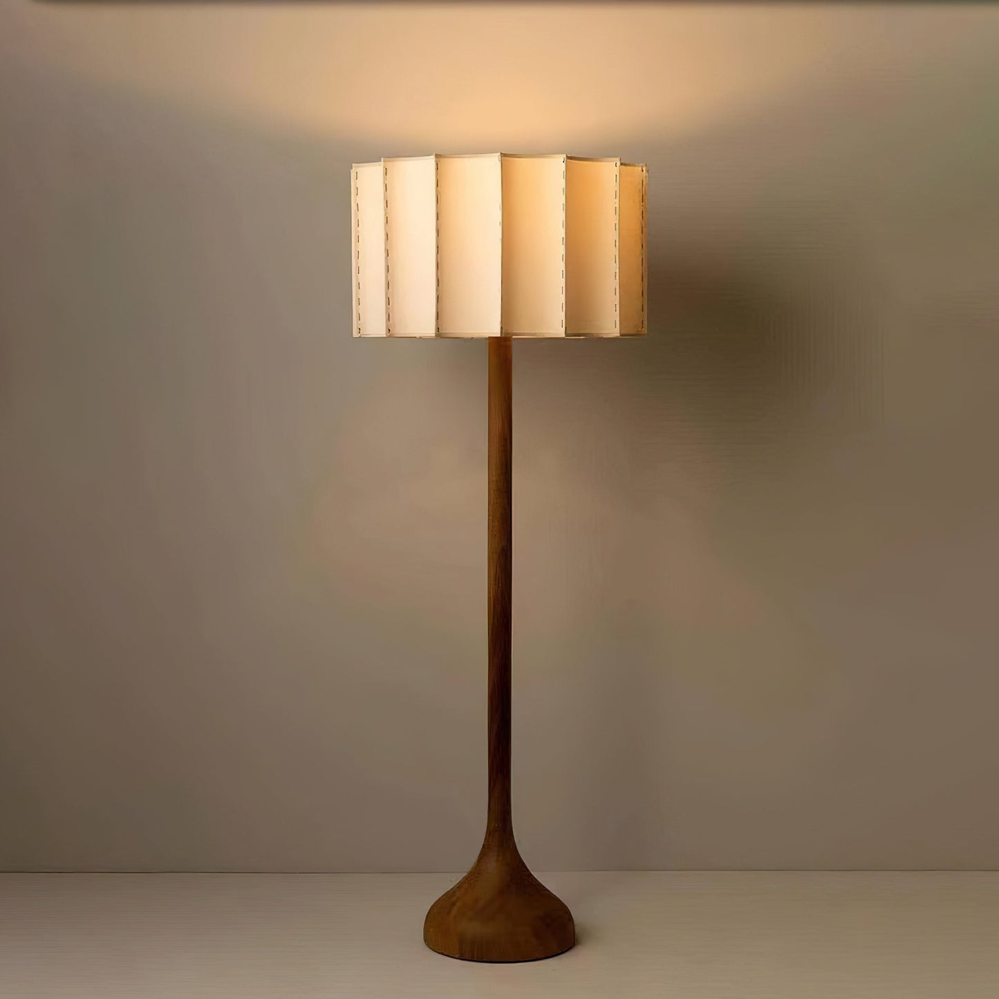 Hakka Floor Lamp LED Oak Base Indoor Lighting Beige Shade