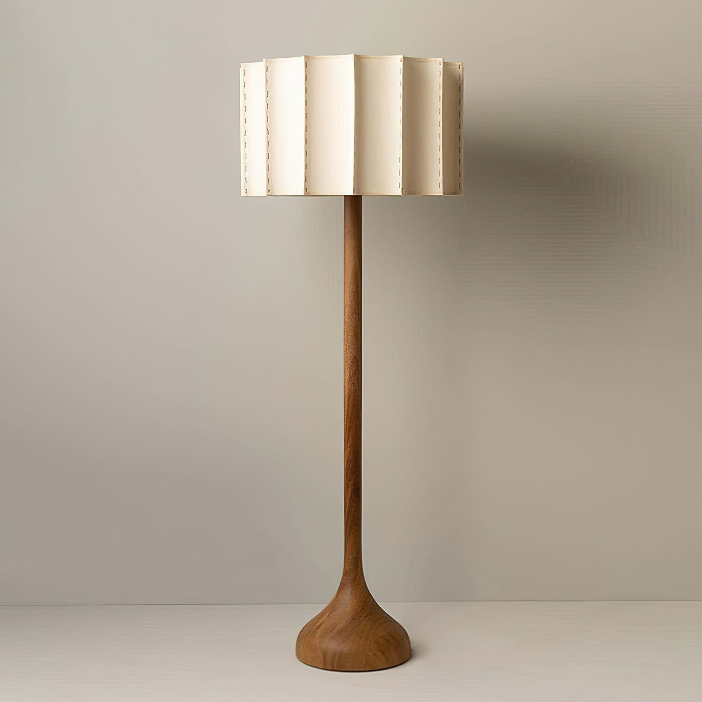 Hakka Floor Lamp LED Oak Base Indoor Lighting Beige Shade