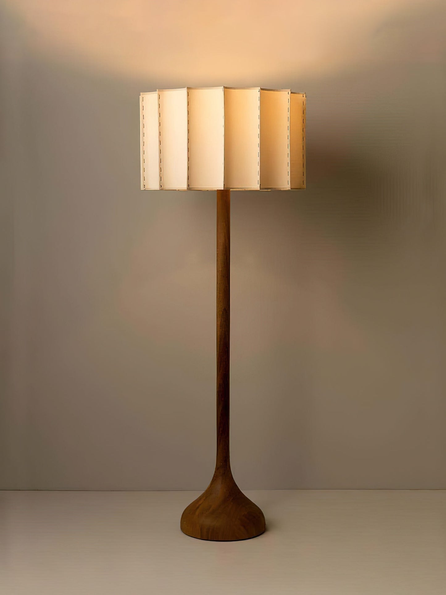 Hakka Floor Lamp LED Oak Base Indoor Lighting Beige Shade
