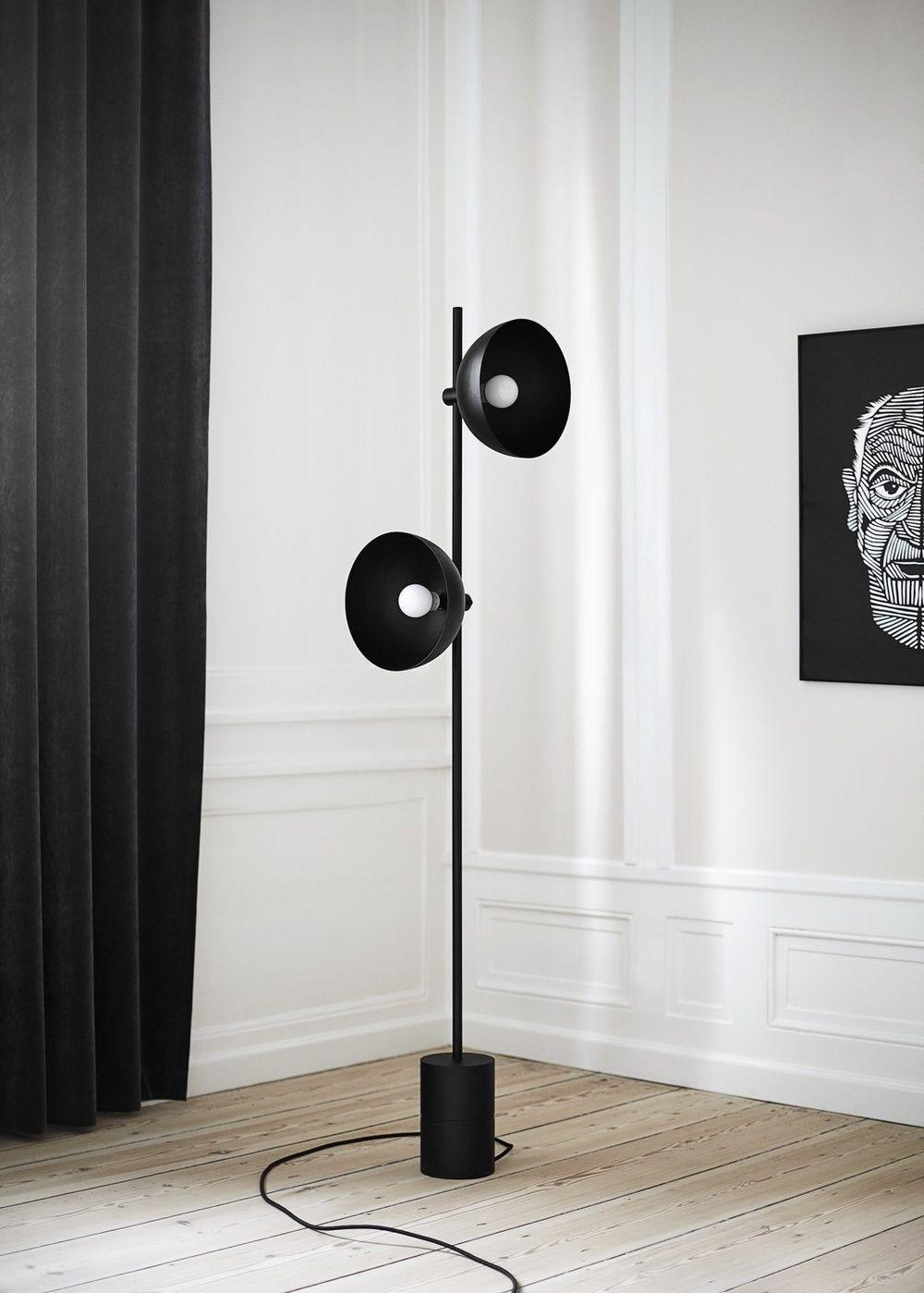 Studio Floor Lamp with LED, Black Metal, Indoor Lighting