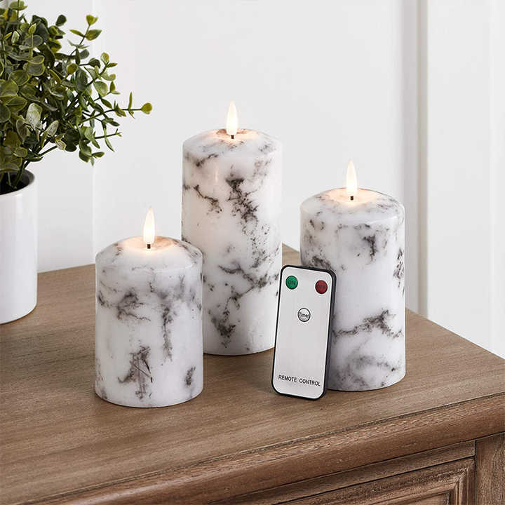 Frendorf Bonbon Light | 3-Piece LED Marble Candle Holders