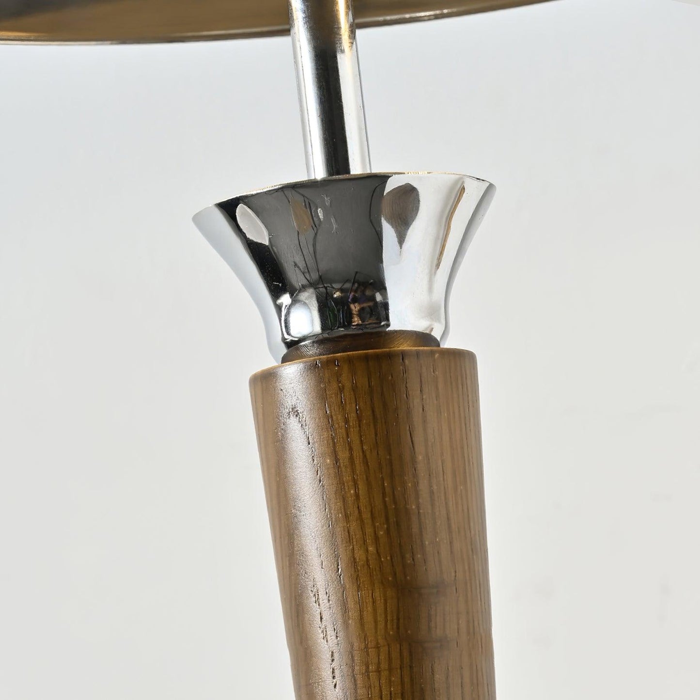 Helmet Floor Lamp with LED Chrome Shade and Walnut Base