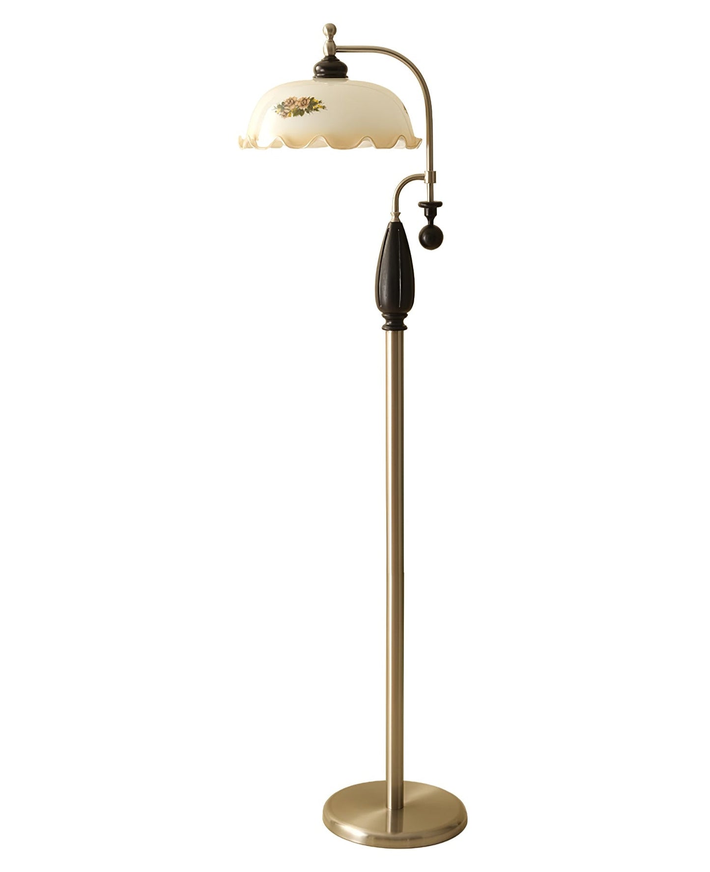 Heritage Bloom Floor Lamp with LED Shade - Vintage Design